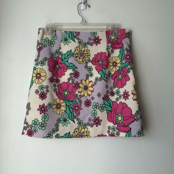 Zara Retro Colorful Floral Wrapover Mini Skirt M - Picture 5 of 6